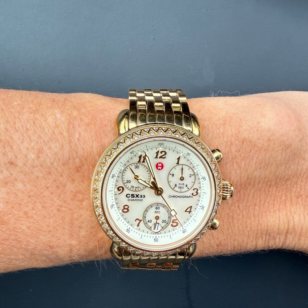 Michele Gold-Tone Chronograph Watch